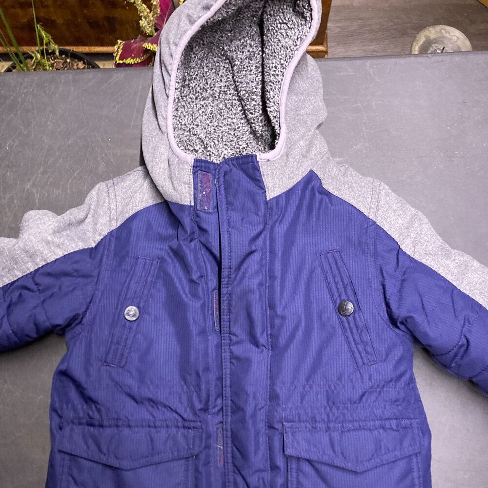 Zero Xposur Toddler Boys 3T Winter Jacket – Blue & Gray Fleece-Lined Hood
